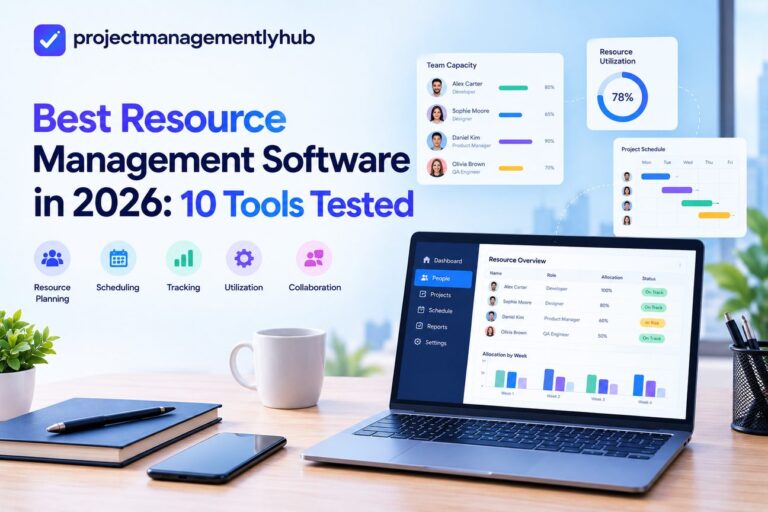 Best resource management software tools for 2026, showing team capacity, scheduling, utilization, and project resource planning.
